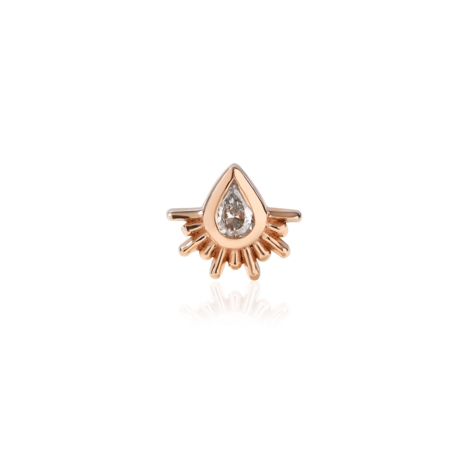 Piercing a perno piatto con zirconi cubici color oro rosa - Piercing all'elice, al trago e alla cartilagine - Italia
