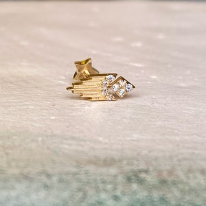 14K Solid Gold Stud Piercing Screw Flat Back Helix Earring Real Gold Cartilage Earring, Minimalist Stud Earring, Unique Stud Earring image 7