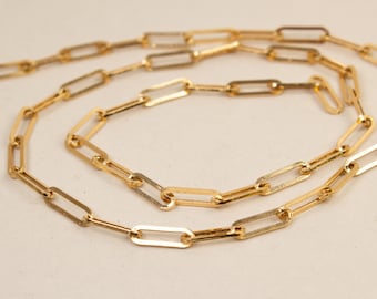 14K Solid Gold Paperclip Chain Bracelet, Paperclip Chain Necklace, Perfect size paperclip chain for bracelet or necklace
