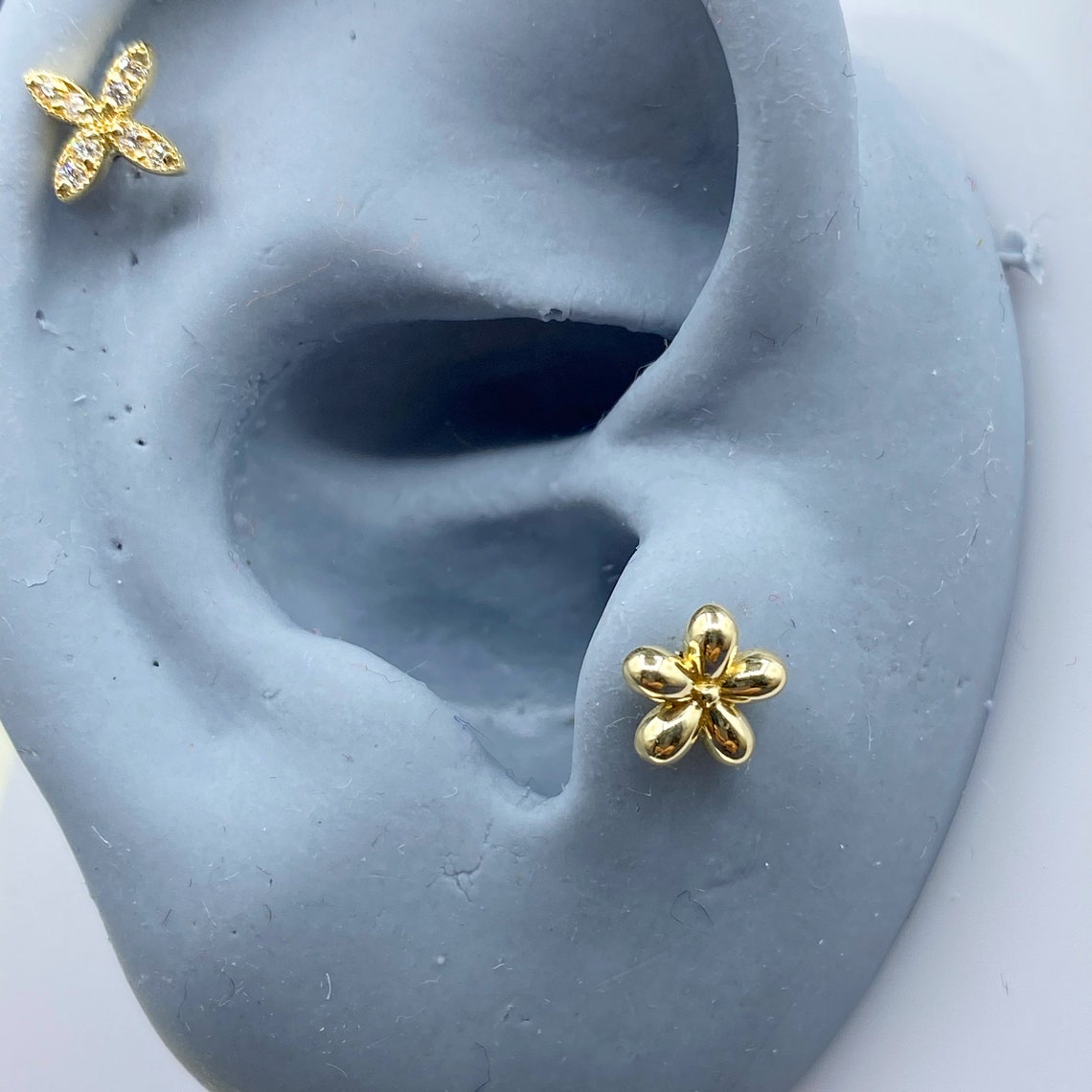 Orecchino a clip in oro, orecchino a clip illusione, orecchino a clip in oro 14 carati, doppio orecchino a clip, orecchino a fascia senza piercing, orecchino a clip Helix, - Italia