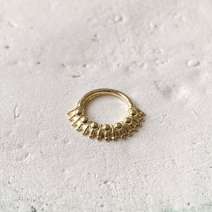 Clicker de tabique de aro de bisagra afgano Anillo de tabique de aro de bisagra de oro real de 14K, perforación de cartílago, perforación daith, anillo de nariz de oro hecho a mano imagen 3