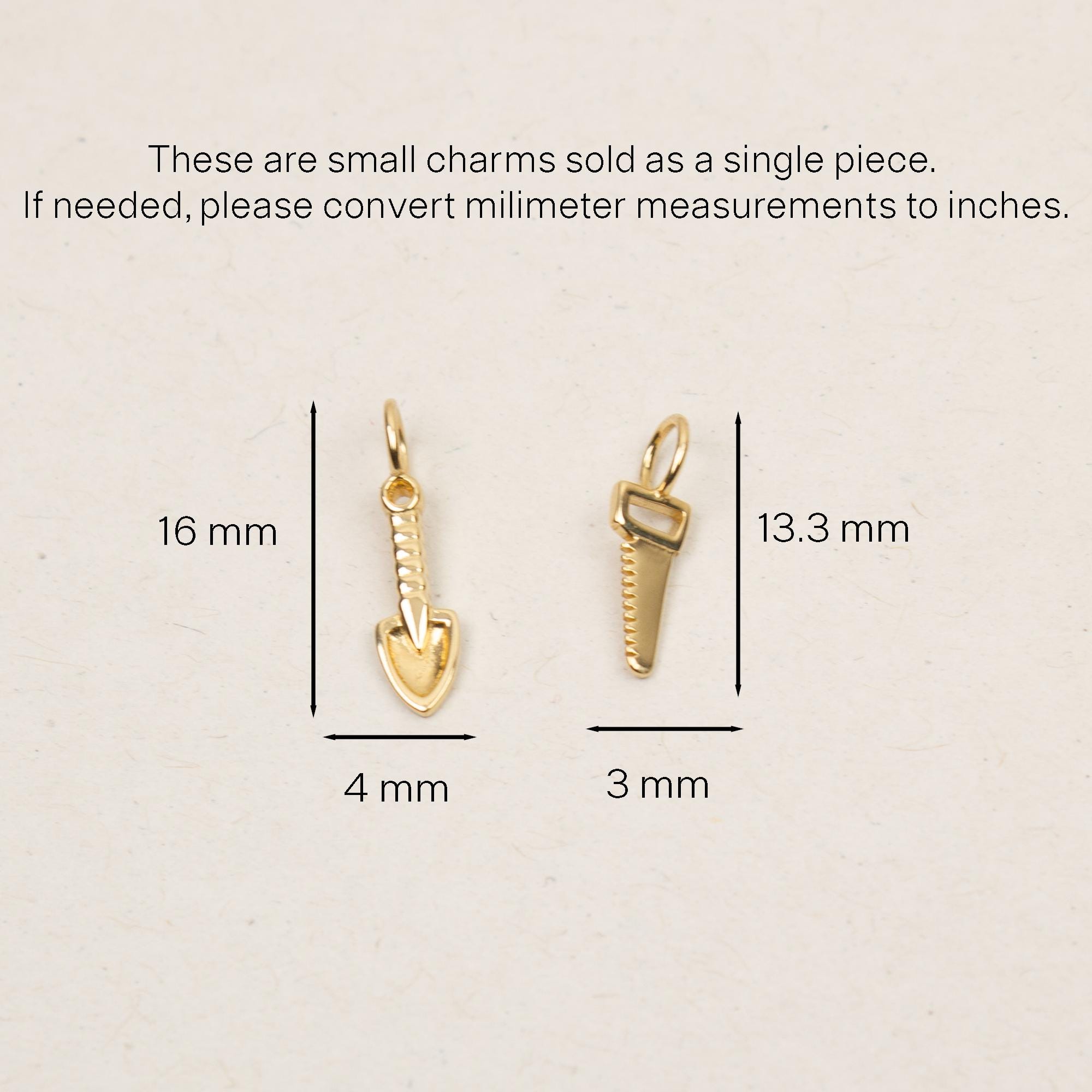 14K Gelbgold Säge Und Hammer Anhänger / Charm