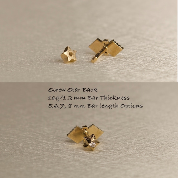 Buy 14K Solid Gold Stud Piercing - Screw Flat Back Helix Earring