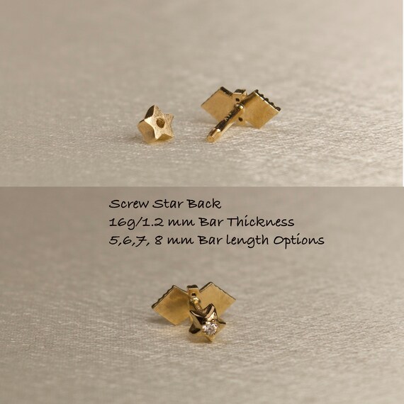 Piccolo orecchino trago in oro 14k con diamanti: perno elica-cartilagine - Italia