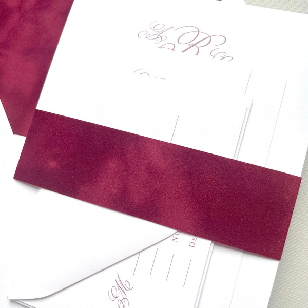 Burgundy Wedding Invitation Belly Bands Etsy