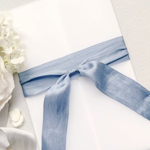 Dusty Blue Ribbon Hand Dyed Cotton Bridal Bouquet Ribbon, Wedding