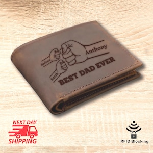 Billetera con forma de puño, regalo de Navidad para papá, billetera personalizada con forma de puño, billetera con nombre para papá e hijos, regalo de hija, billetera con forma de puño