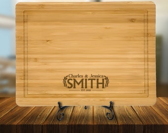Personalized Bamboo Cutting Board, Engraved Charcuterie Board, Wedding Gift
