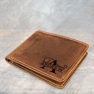 Billetera personalizada con regalo de San Valentín para papá, billetera grabada para papá, regalo para novio, billetera para hombre, regalo de aniversario para él, bloqueo RFID