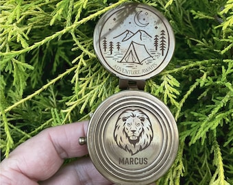 Engraved Metallic Compass, Personalized Anniversary Gift