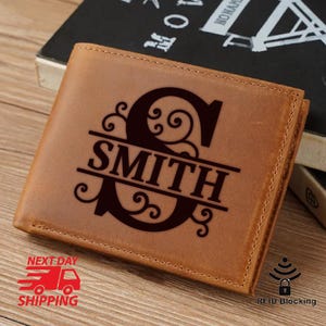 Regalo del día del padre para papá, regalo personalizado para hombres, regalo para papá de parte de los niños, regalo de la hija, billetera de cuero plegable, regalos para él
