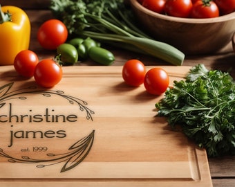 Personalized Bamboo Cutting Board, Engraved Charcuterie Board, Wedding Gift