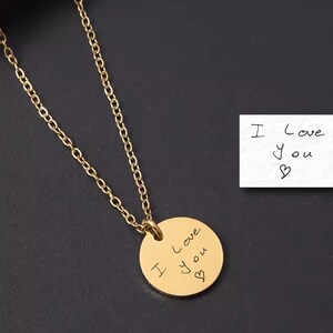 Personalized Handwriting Necklace: Engraved Stainless Steel Keepsake