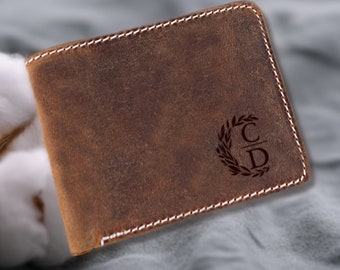 Custom Engraved Leather Wallet, Valentines Day, RFID Blocking Gift for Men