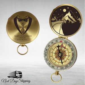 Engraved Compass: Personalized Baptism, First Communion, Groomsmen Gift