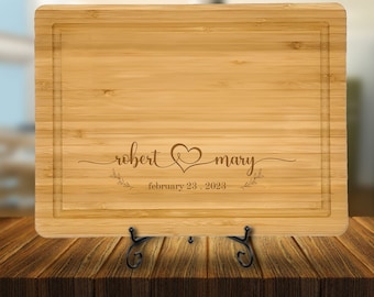 Personalized Bamboo Cutting Board, Couple Names, Anniversary Gift