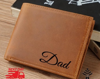 Personalized Leather Wallet, Valentines Day, Engraved Gift for Him, RFID Blocking