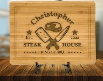 Custom BBQ Cutting Board Gift, Personalized Grill Master Chopping Board Gift for Him, Engraved Steak House Board for Dad or Husband