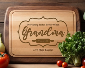 Personalized Bamboo Cutting Board, Mothers Day Gift, Grandma's Kitchen Gift
