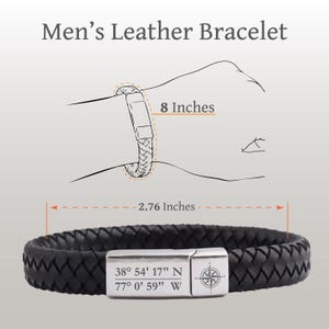 Engraved Leather Bracelet for Men: Custom Hidden Message, Boyfriend Gift