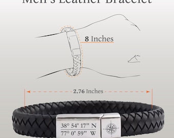 Engraved Leather Bracelet for Men, Custom Hidden Message, Boyfriend Gift, Graduation Gifts