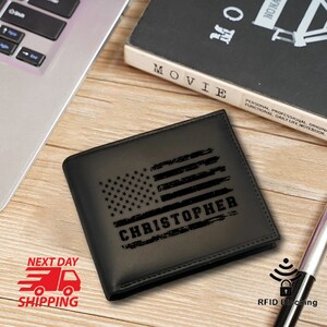 Billetera personalizada Billetera personalizada Billetera para hombre Billetera grabada Billetera para padrinos de boda Regalo para el día del padre para él Regalos de aniversario