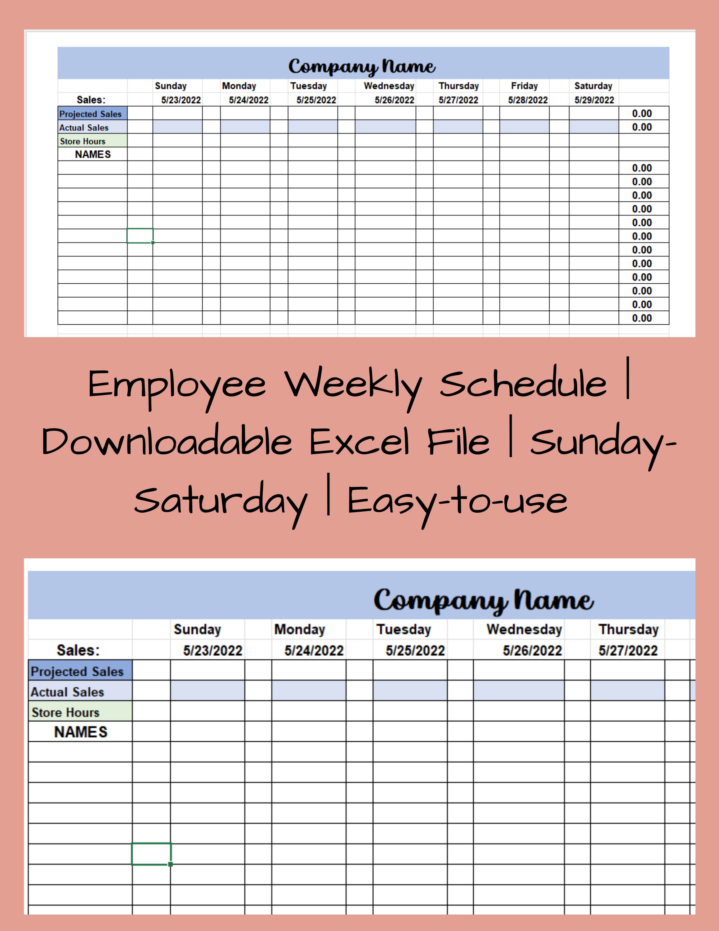 excel spreadsheet template for scheduling