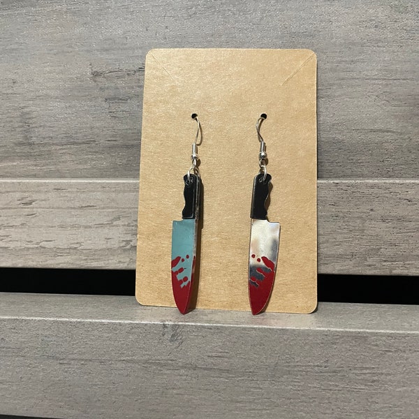 Sliced Glam: Bloody Knife Dangle Earrings