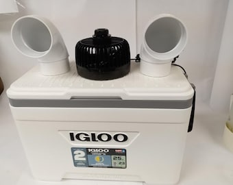 Swamp Cooler Climatiseur portable 25 pintes soufflant de l'air froid avec un ventilateur 12 volts à plusieurs vitesses et 2 grandes bouches d'aération réglables pour tente de camping-car