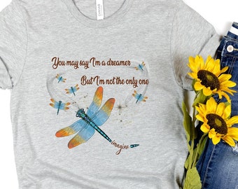 Camisa de Dreamer de la libélula de los Beatles, camisa de la música de las letras de los Beatles, regalo del amante de los Beatles, regalo del mejor amigo, regalo de la libélula, camisetas de verano de las mujeres