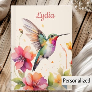 Personalized Hummingbird Journal - Hummingbird Notebook for Girl, Cute Diary for Her, Hummingbird Gift, Bird Lover, Mother&#39;s Day Birthday