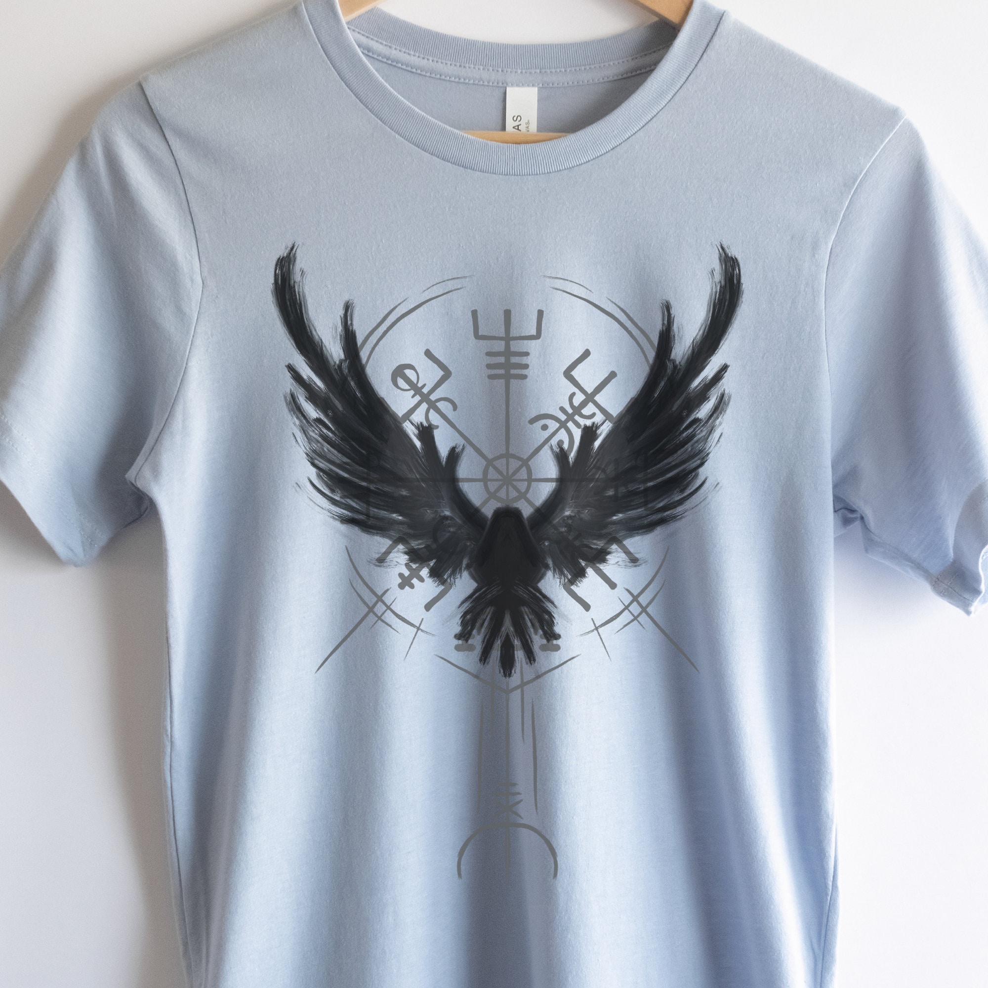 Raven With Vegvisir, Viking Tshirt, Raven Lover, Goth Raven ...