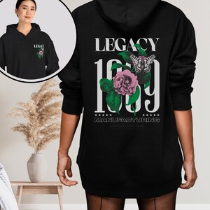 Vintage Streetwear Hoodie, Women&#39;s Streetwear Hipster Retro Urban Pullover Sweatshirt, Trendy Print on Back Oversized Cool Graphic Apparel