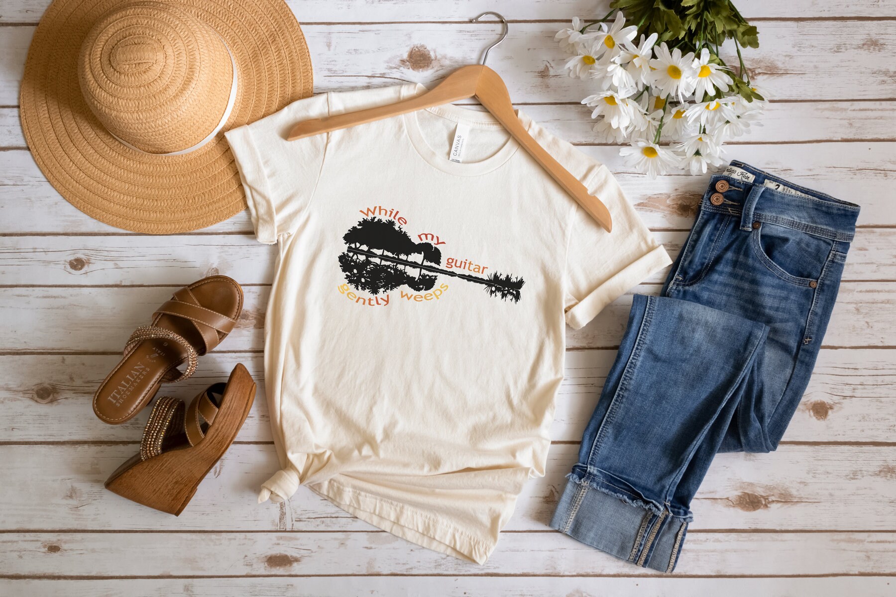 While My Guitar Gently Weeps, Beatles Lyrics T Shirt, Music Lover
