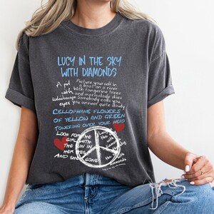 Beatles Lucy in the Sky with Diamonds, Beatles Lyrics, Beatles Gifts, Hippie Music Lover, 1960's Shirt, Beatles T Shirt, The Beatles