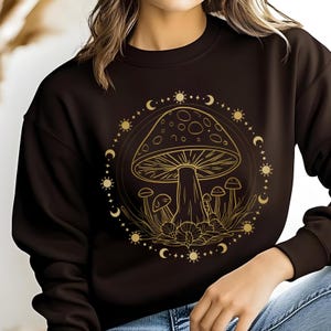 Boho Mushroom Sweatshirt with Moon Phase Spiritual Sweatshirt Gift For Friend, Mushroom Lover Gifts, Trendy Graphic Sweatshirt For Women
