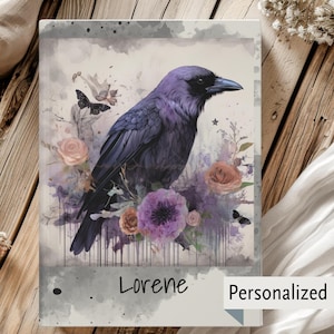 Raven Hardcover Journal, Raven Notebook Diary - Gothic Raven Bird Crow Halloween Writing Notebook, Poetry Journal, Gothic Gifts, Raven Gift