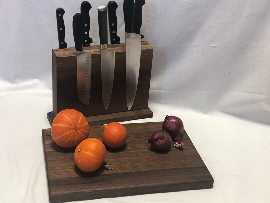 Knife Block Walnut Large Walnut Cutting Board Etsy
