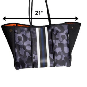 Neopren Schwarz Camo Navy Streifen Großer Strand Pool Sport Reise Gym Studio Büro Schule Tasche Catchall by Dallas Hill