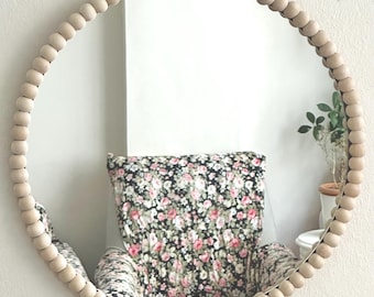 Beaded Round Wall Mirror, Boho Nursery Decor (20")