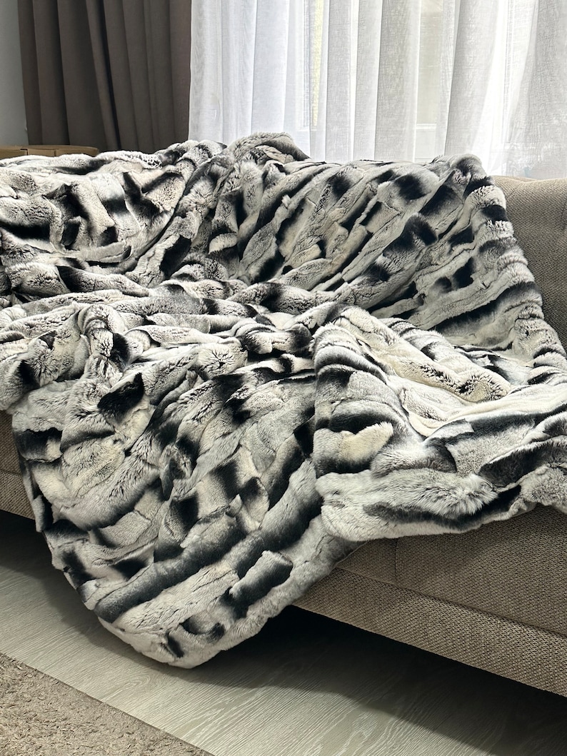 Luxury Real Rex Rabbit Fur Blanket, Fur Blanket, Rex Rabbit Fur, Rug
