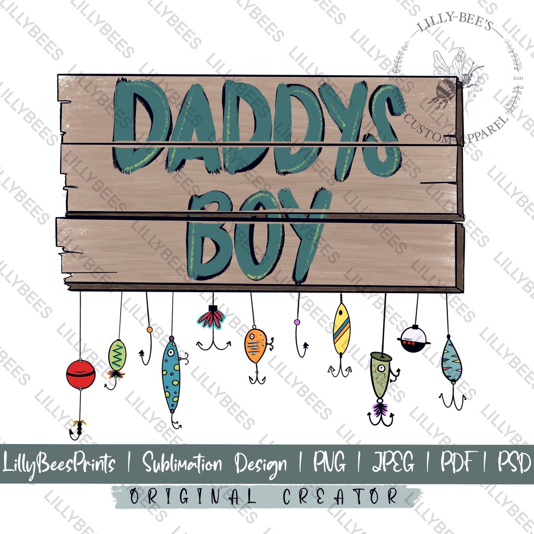 Daddys Boy Fishing Shirt Design, Fishing Lures Png, Daddys Boy Png