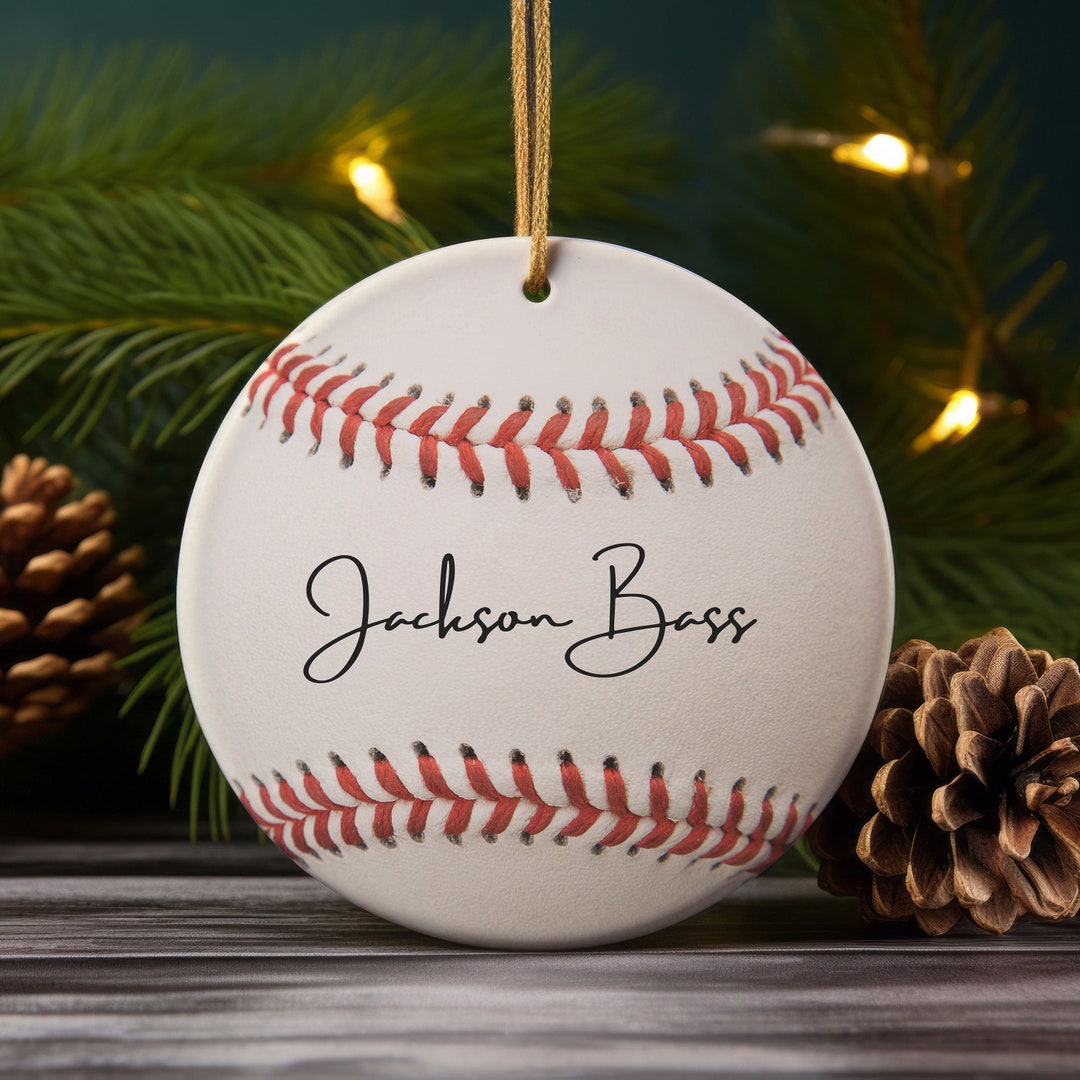 Custom Baseball Ceramic Ornament Personalized Round Keepsake With Name ...