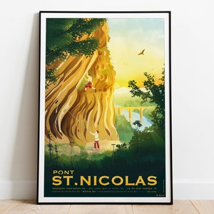 Climbing poster at Pont Saint-Nicolas, in the Gard - Art print on high-quality paper - Delivery Point Relais®