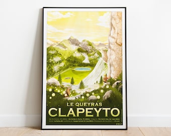 Poster Le Queyras Clapeyto, near Arvieux in the Alps - Drawing printed on high quality paper - Delivery Point Relais®