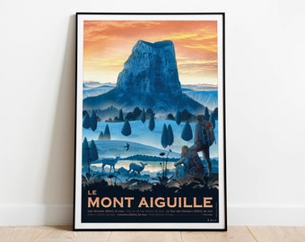 Mont Aiguille, Vercors Poster - Art print on high-quality paper. Mountains, nature and hiking - Delivery Point Relais®