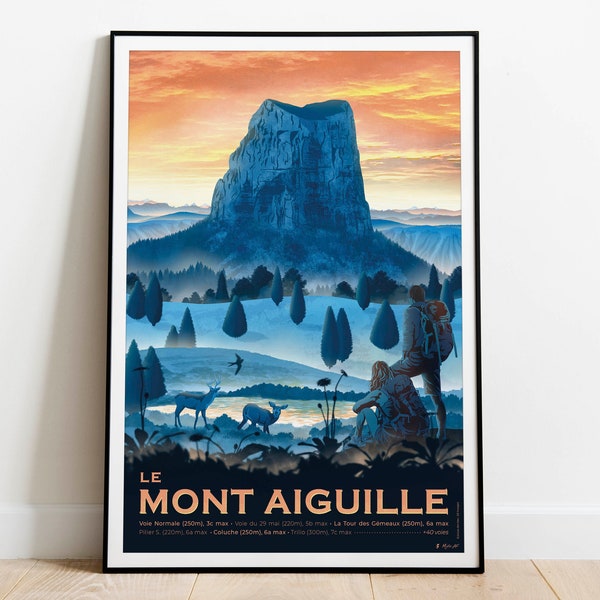 Affiche Mont Aiguille, Vercors - Tirage d'art sur un papier de haute qualité. Montagne, nature et randonnée - Livraison Point Relais®
