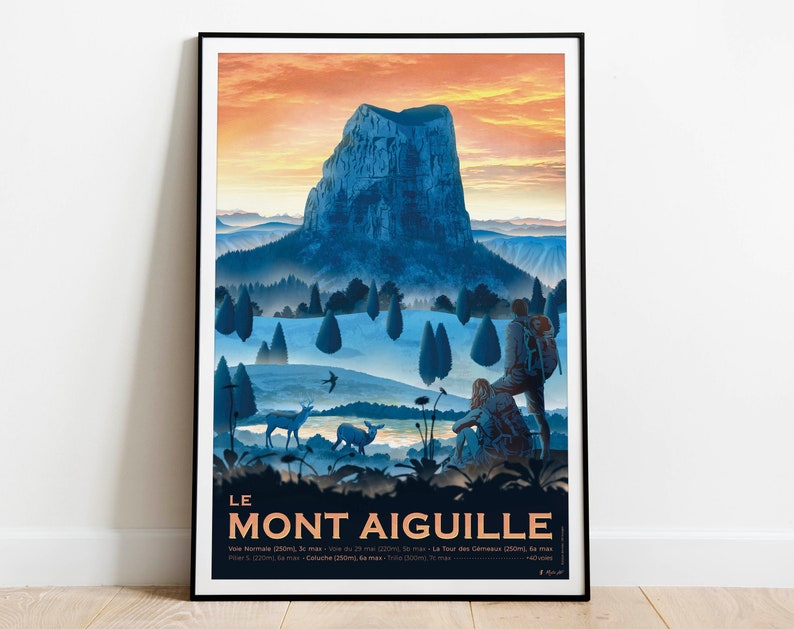 Poster Mont Aiguille, Vercors Art print on high quality paper. Mountain, nature and hiking Delivery Point Relais® image 1