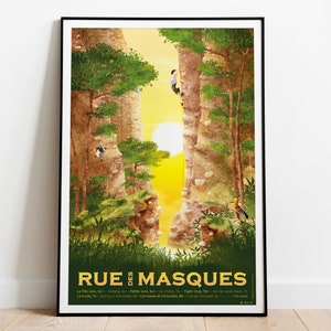 Poster Rue des Masques - Guillestre, Mont-Dauphin, Queyras - Poster vintage di decorazione per arrampicata ed escursionismo - Delivery Point Relais®