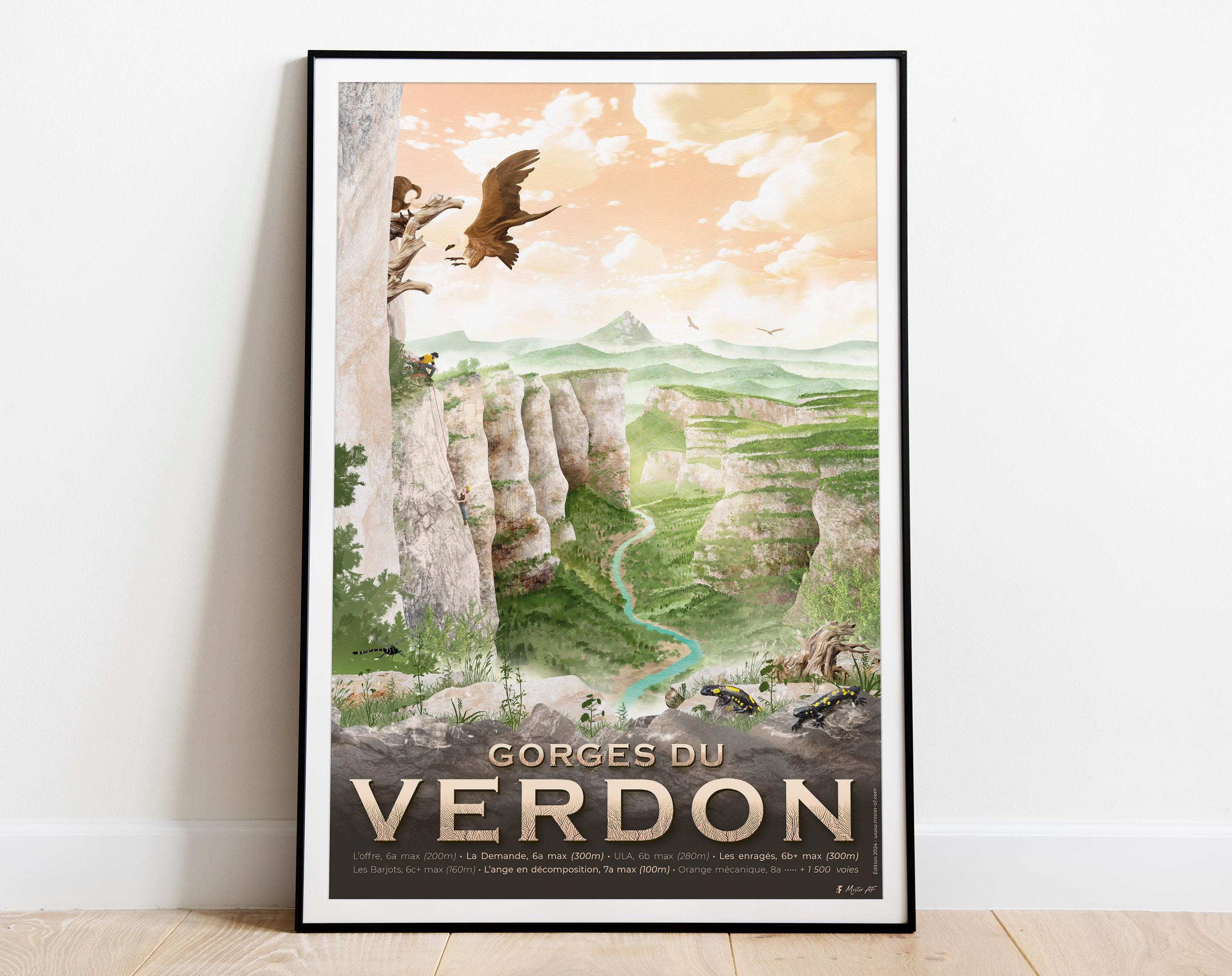 Gorges du Verdon Poster, the Yosemite of France - Art print on high quality paper. Trendy decoration of the French National Park